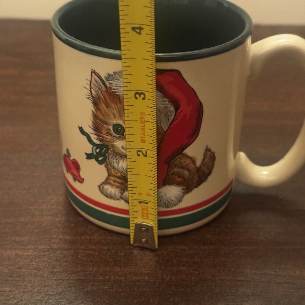 Christmas Kitten Vintage Mug Potpourri Press 1989 Made in Korea Cat Kitty Cup - Picture 8 of 11